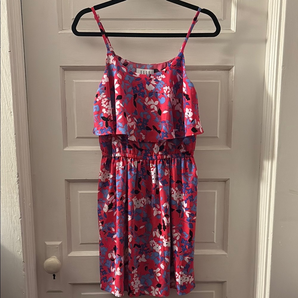 Elle Pink Ruffled Smocked Sundress EUC